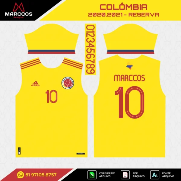 Arte Vetor Camisa Colômbia Titular 2020.2021 Arte Vetor Camisa Colômbia Titular 2020.2021