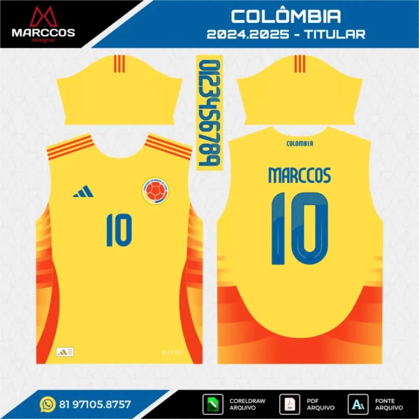 Arte Vetor Camisa Colômbia Titular 2024.2025 Arte Vetor Camisa Colômbia Titular 2024.2025