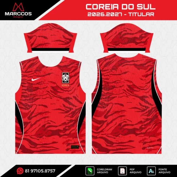 Arte Vetor Camisa Coreia do Sul Titular 2026.2027 Arte Vetor Camisa Coreia do Sul Titular 2026.2027