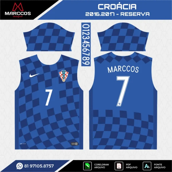 Arte Vetor Camisa Croácia Reserva 2016.2017 Arte Vetor Camisa Croácia Reserva 2016.2017