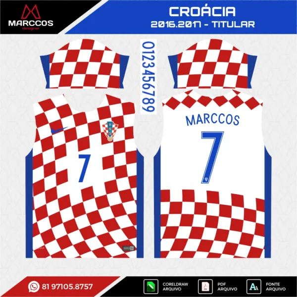 Arte Vetor Camisa Croácia Titular 2016.2017 Arte Vetor Camisa Croácia Titular 2016.2017