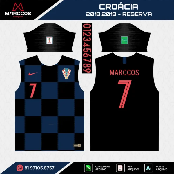 Arte Vetor Camisa Croácia Reserva 2018.2019 Arte Vetor Camisa Croácia Reserva 2018.2019