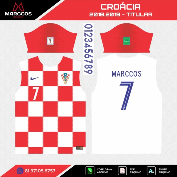 Arte Vetor Camisa Croácia Titular 2018.2019 Arte Vetor Camisa Croácia Titular 2018.2019