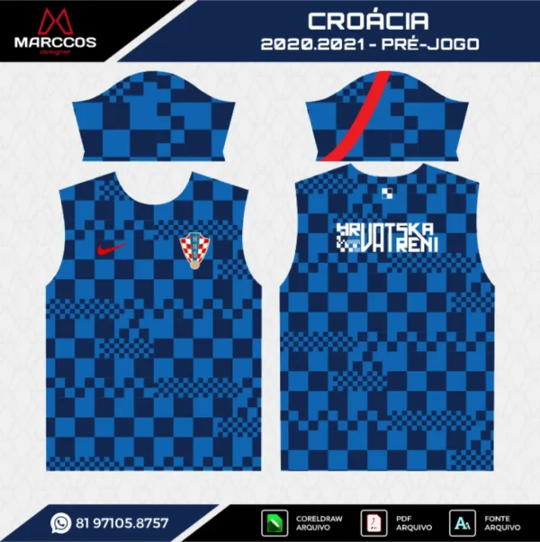 Arte Vetor Camisa Croácia Pré-Jogo 2020.2021 Arte Vetor Camisa Croácia Pré-Jogo 2020.2021