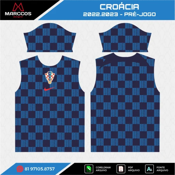 Arte Vetor Camisa Croácia Pré-Jogo 2022.2023 Arte Vetor Camisa Croácia Pré-Jogo 2022.2023