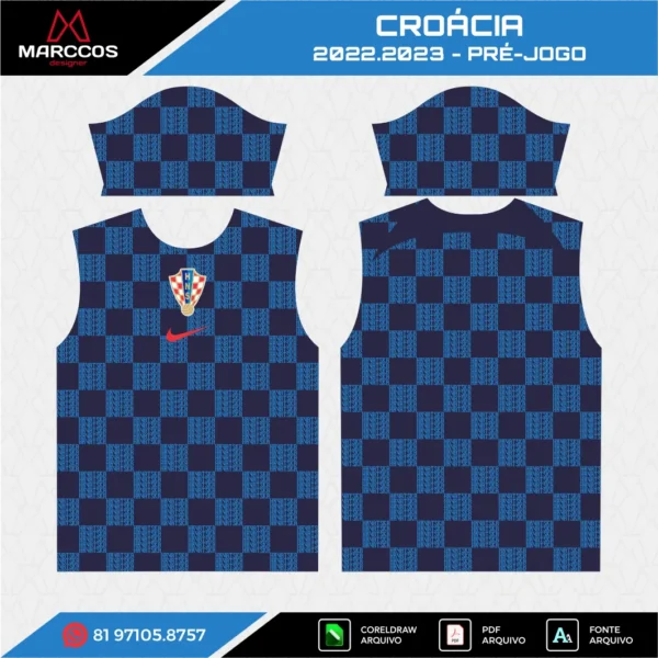 Arte Vetor Camisa Croácia Pré-Jogo 2022.2023 Arte Vetor Camisa Croácia Pré-Jogo 2022.2023