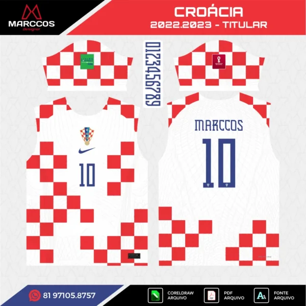 Arte Vetor Camisa Croácia Titular 2022.2023 Arte Vetor Camisa Croácia Titular 2022.2023