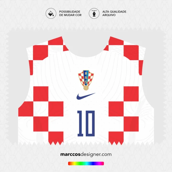 Arte Vetor Camisa Croácia Titular 2022.2023
