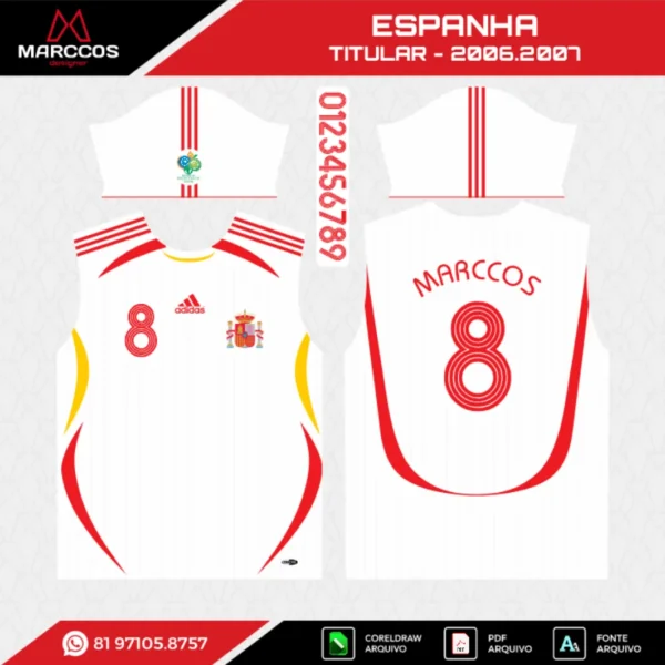 Arte Vetor Camisa Espanha Reserva 2006.2007 Arte Vetor Camisa Espanha Reserva 2006.2007