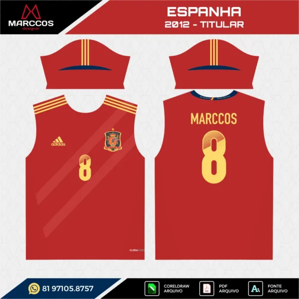 Arte Vetor Camisa Espanha Titular 2012 Arte Vetor Camisa Espanha Titular 2012