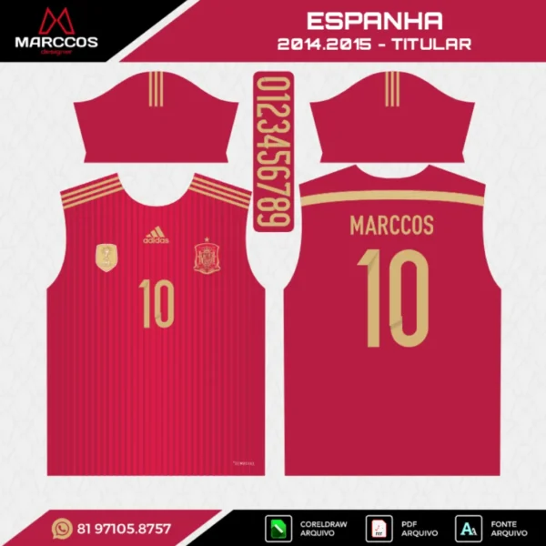 Arte Vetor Camisa Espanha Titular 2014.2015 Arte Vetor Camisa Espanha Titular 2014.2015