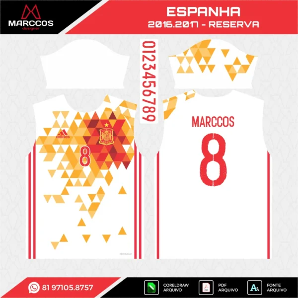 Arte Vetor Camisa Espanha Reserva 2016.2017 Arte Vetor Camisa Espanha Reserva 2016.2017