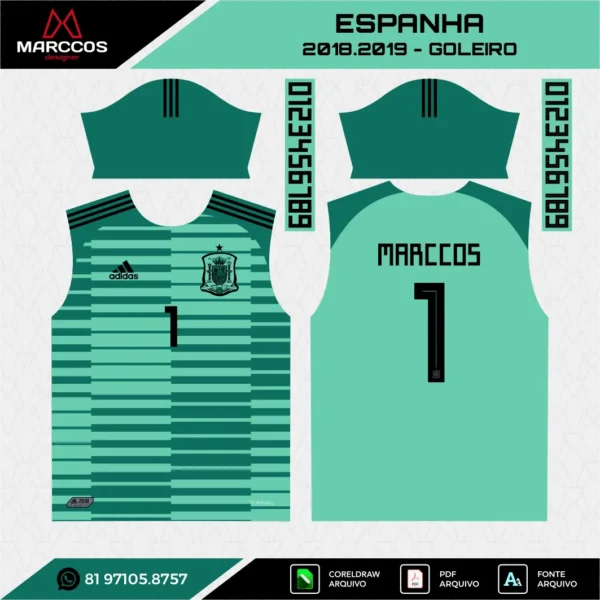 Arte Vetor Camisa Espanha Goleiro 2018.2019 Arte Vetor Camisa Espanha Goleiro 2018.2019
