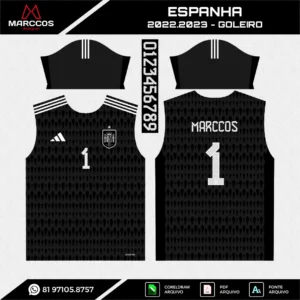 Arte Vetor Camisa Espanha Goleiro 2022.2023 Arte Vetor Camisa Espanha Goleiro 2022.2023