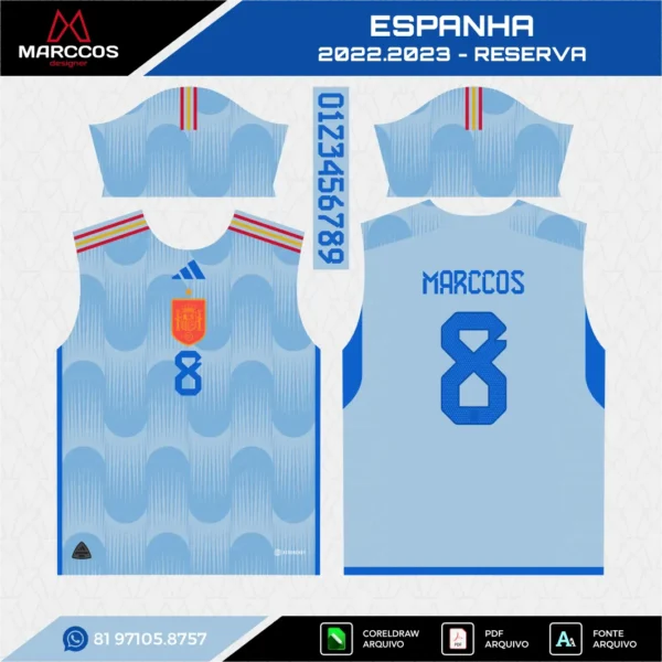 Arte Vetor Camisa Espanha Reserva 2022.2023 Arte Vetor Camisa Espanha Reserva 2022.2023
