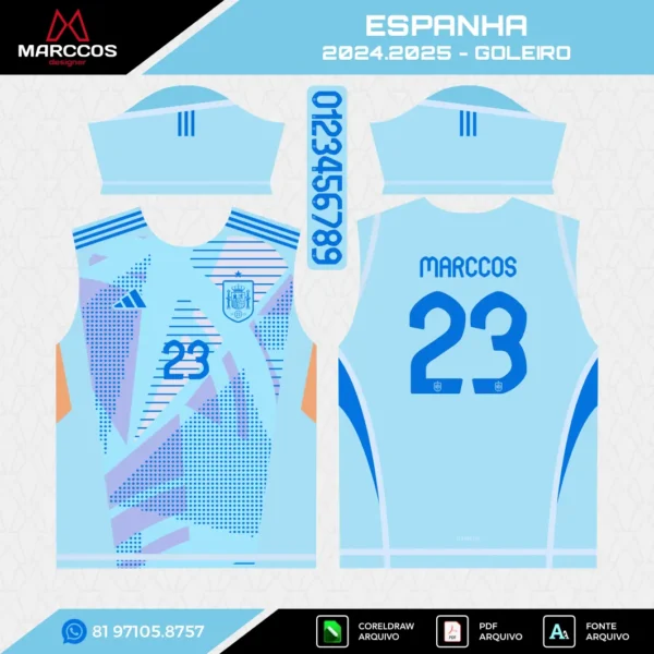 Arte Vetor Camisa Espanha Goleiro 2024.2025 Arte Vetor Camisa Espanha Goleiro 2024.2025