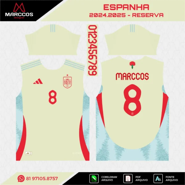 Arte Vetor Camisa Espanha Reserva 2024.2025 Arte Vetor Camisa Espanha Reserva 2024.2025