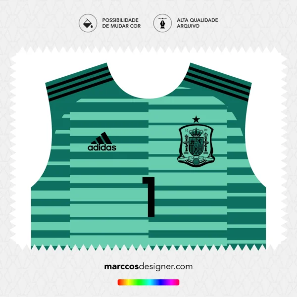 Arte Vetor Camisa Espanha Goleiro 2018.2019
