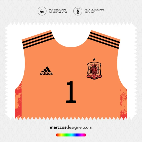 Arte Vetor Camisa Espanha Goleiro 2020.2021