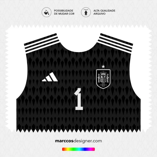 Arte Vetor Camisa Espanha Goleiro 2022.2023