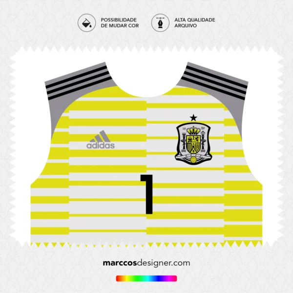 Arte Vetor Camisa Espanha Goleiro 2018.2019