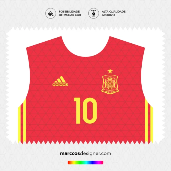 Arte Vetor Camisa Espanha Titular 2016.2017