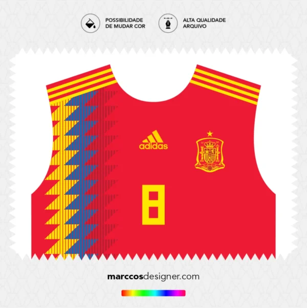 Arte Vetor Camisa Espanha Titular 2018.2019 Arte Vetor Camisa Espanha Titular 2018.2019