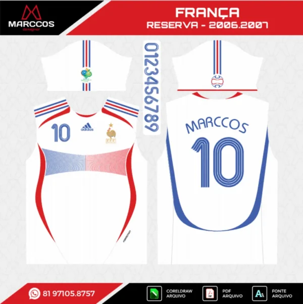 Arte Vetor Camisa França Reserva 2006.2007 Arte Vetor Camisa França Reserva 2006.2007