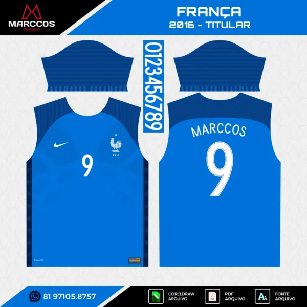Arte Vetor Camisa França Titular 2016 Arte Vetor Camisa França Titular 2016