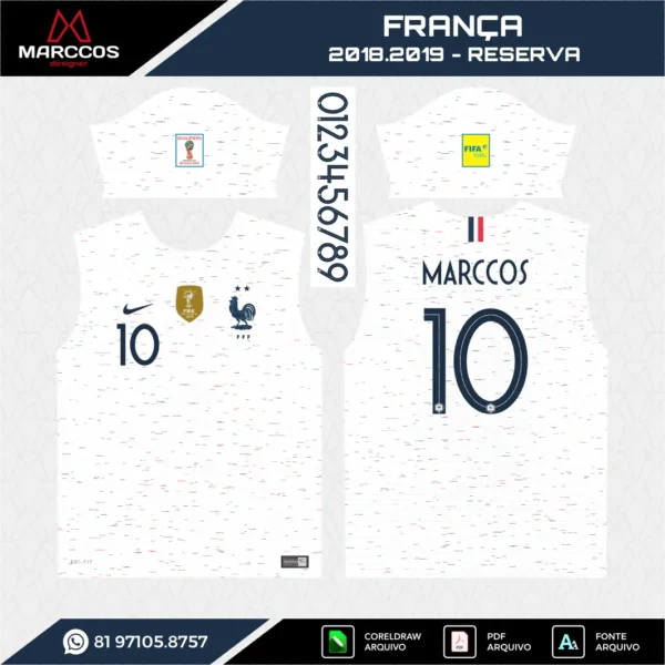 Arte Vetor Camisa França Reserva 2018.2019 Arte Vetor Camisa França Reserva 2018.2019