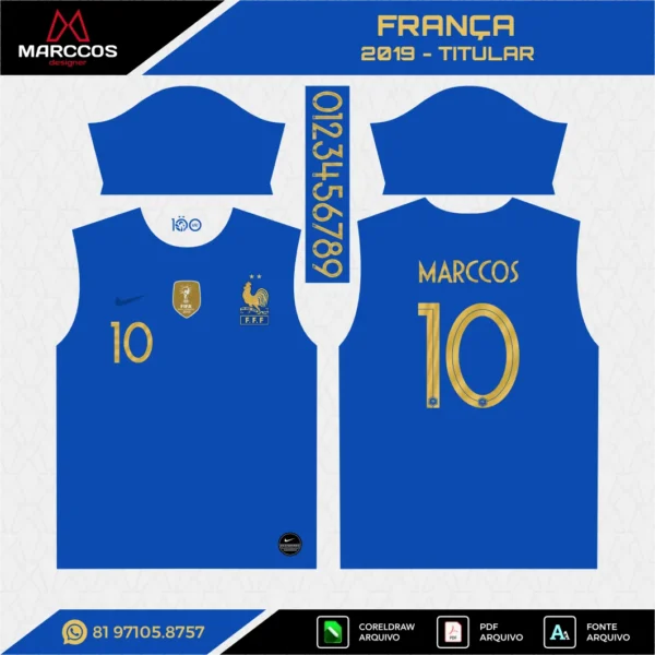 Arte Vetor Camisa França Titular 2019 Arte Vetor Camisa França Titular 2019