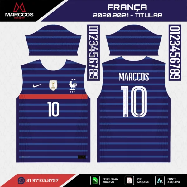 Arte Vetor Camisa França Titular 2020.2021 Arte Vetor Camisa França Titular 2020.2021