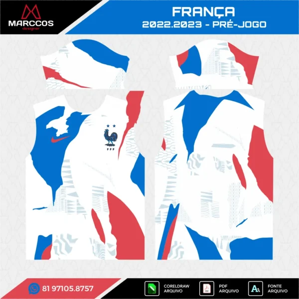 Arte Vetor Camisa França Pré-Jogo 2022.2023 Arte Vetor Camisa França Pré-Jogo 2022.2023