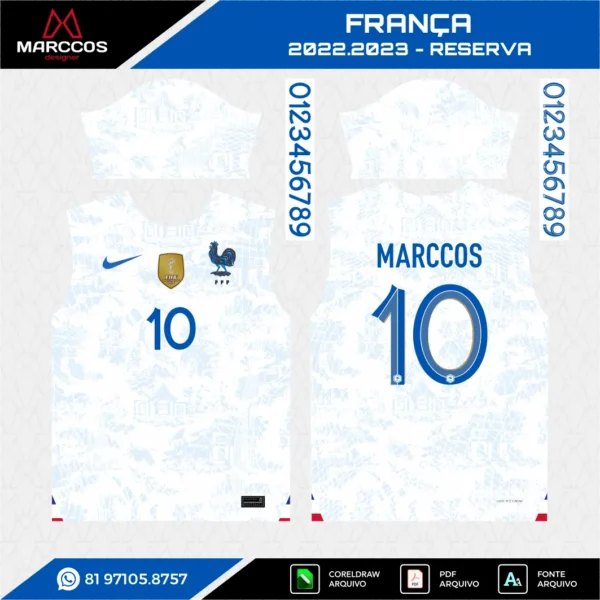 Arte Vetor Camisa França Reserva 2022.2023 Arte Vetor Camisa França Reserva 2022.2023