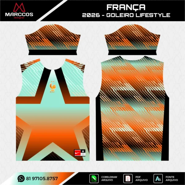 Arte Vetor Camisa França Goleiro Lifestyle 2026.2027 Arte Vetor Camisa França Goleiro Lifestyle 2026.2027