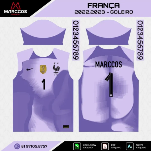 Arte Vetor Camisa França Goleiro 2022.2023 Arte Vetor Camisa França Goleiro 2022.2023