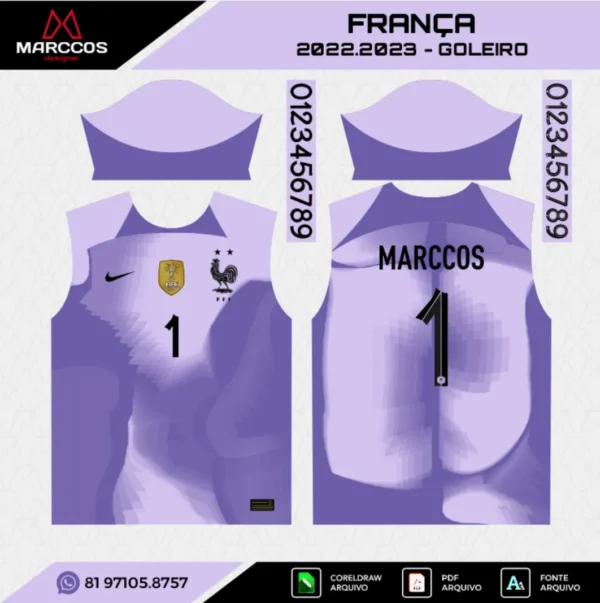 Arte Vetor Camisa França Goleiro 2022.2023 Arte Vetor Camisa França Goleiro 2022.2023