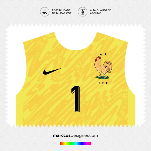Arte Vetor Camisa França Goleiro 2024.2025