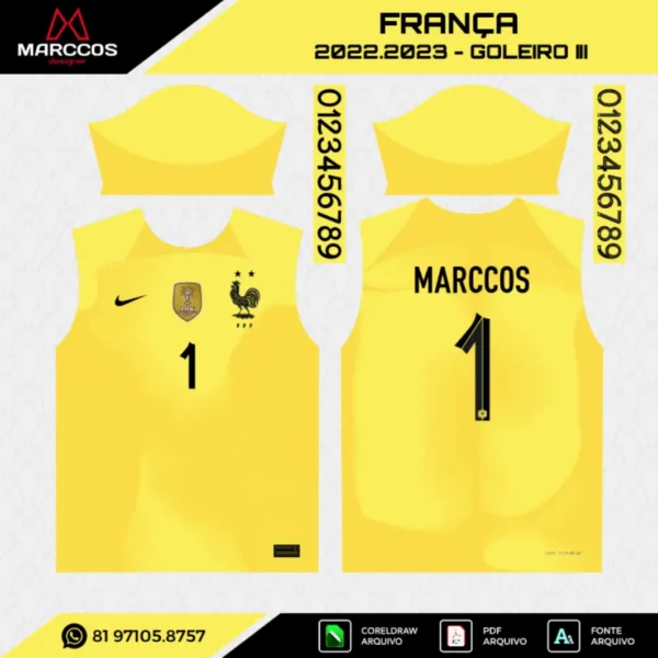 Arte Camisa França Goleiro 2022.2023 Arte Camisa França Goleiro 2022.2023