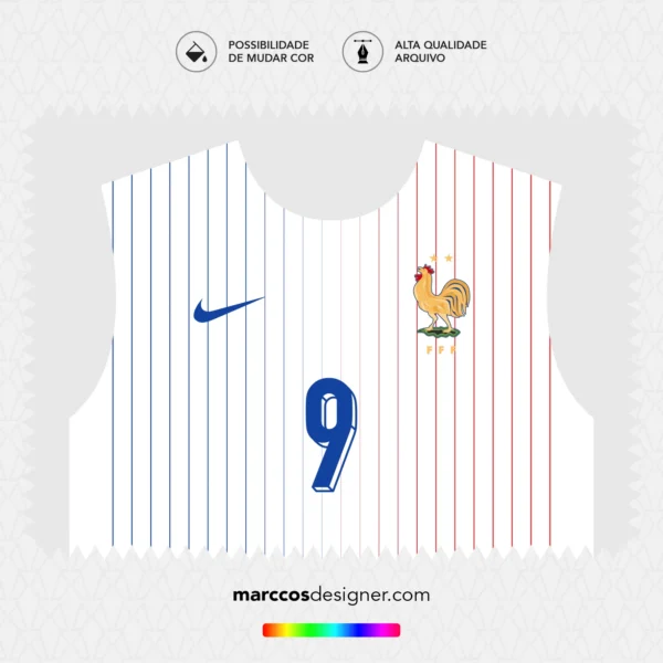 Arte Vetor Camisa França Reserva 2024.2025
