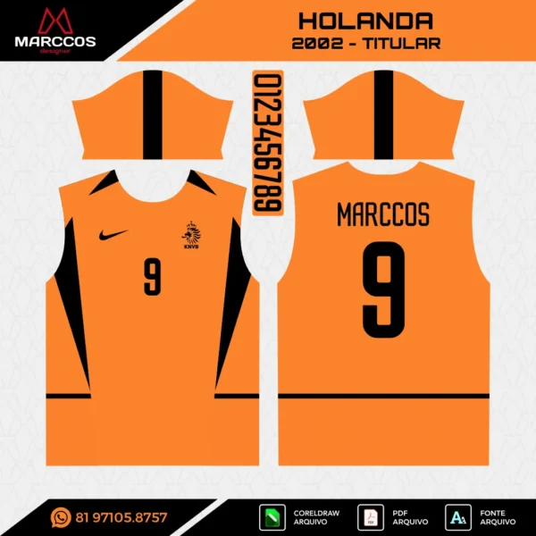 Arte Vetor Camisa Holanda Titular 2002 Arte Vetor Camisa Holanda Titular 2002