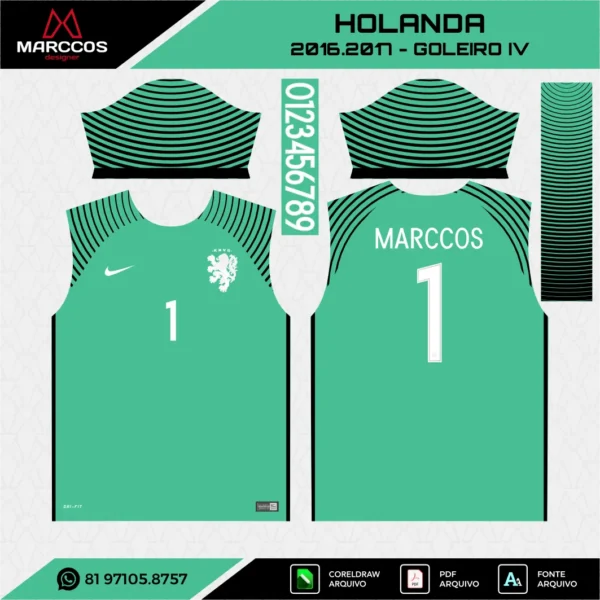 Arte Vetor Camisa Holanda Goleiro 2016.2017 Arte Vetor Camisa Holanda Goleiro 2016.2017