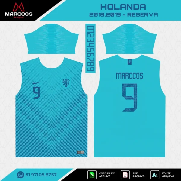 Arte Vetor Camisa Holanda Reserva 2018.2019 Arte Vetor Camisa Holanda Reserva 2018.2019