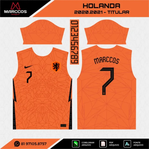 Arte Vetor Camisa Holanda Titular 2020.2021 Arte Vetor Camisa Holanda Titular 2020.2021