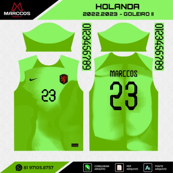 Arte Vetor Camisa Holanda Goleiro 2022.2023 Arte Vetor Camisa Holanda Goleiro 2022.2023