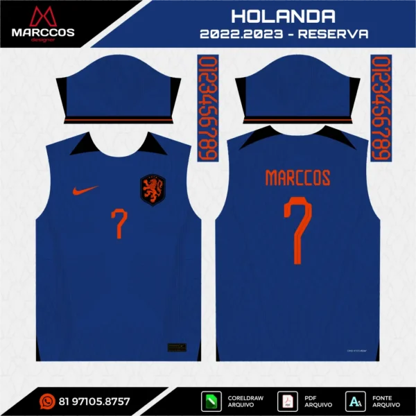 Arte Vetor Camisa Holanda Reserva 2022.2023 Arte Vetor Camisa Holanda Reserva 2022.2023