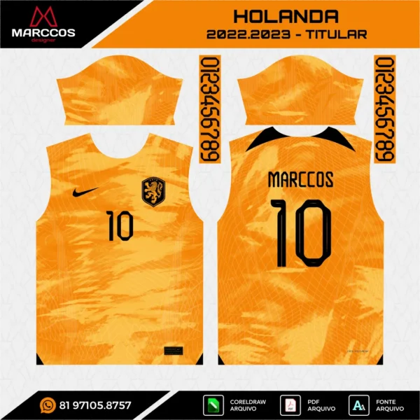 Arte Vetor Camisa Holanda Titular 2022.2023 Arte Vetor Camisa Holanda Titular 2022.2023