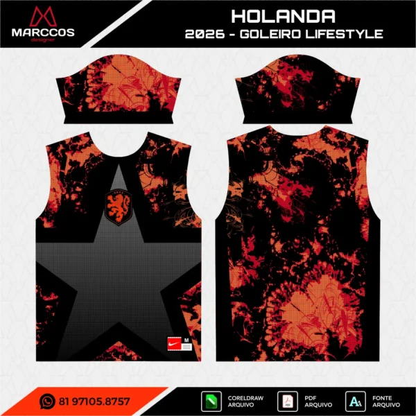 Arte Vetor Camisa Holanda Goleiro Lifestyle 2026.2027 Arte Vetor Camisa Holanda Goleiro Lifestyle 2026.2027