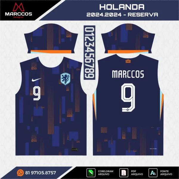 Arte Vetor Camisa Holanda Reserva 2024.2025 Arte Vetor Camisa Holanda Reserva 2024.2025