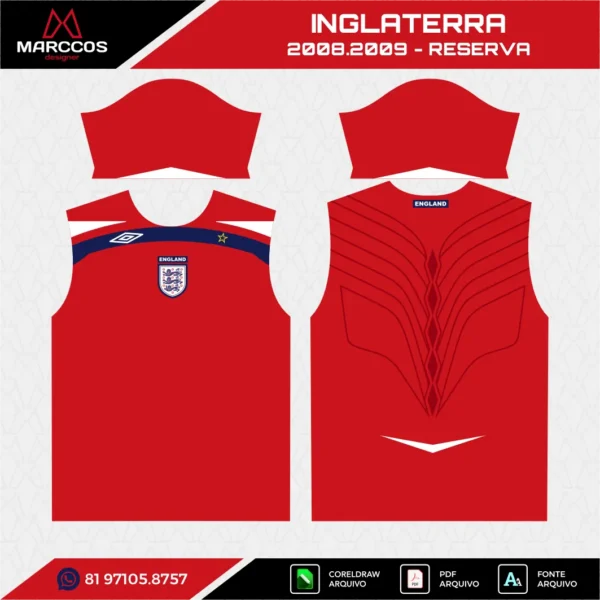 Arte Vetor Camisa Inglaterra Reserva 2008.2009 Arte Vetor Camisa Inglaterra Reserva 2008.2009